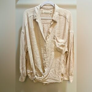 We The Free Hidden Valley Oversized Draped Button Down Shirt Cream Size M